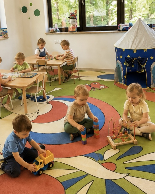 Dzieci rysują z wychowawcami
