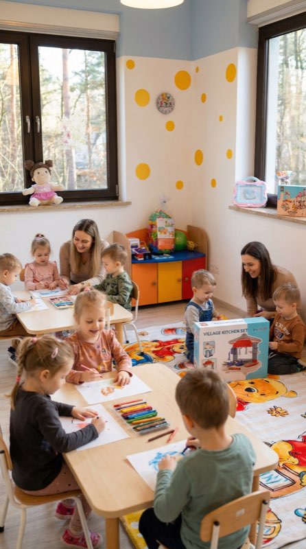 Dzieci na placu zabaw w lesie